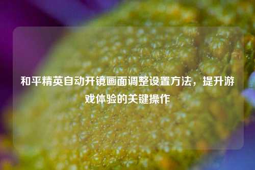 和平精英自动开镜画面调整设置方法,提升游戏体验的关键操作