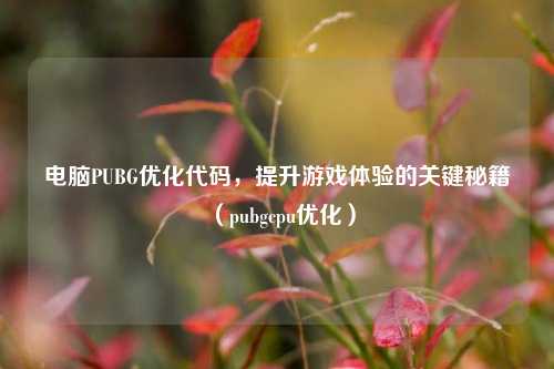 电脑PUBG优化代码，提升游戏体验的关键秘籍（pubgcpu优化）