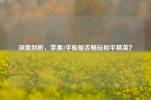深度剖析,苹果2平板能否畅玩和平精英?