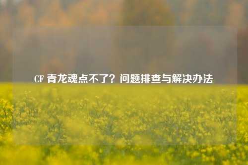 CF 青龙魂点不了?问题排查与解决办法