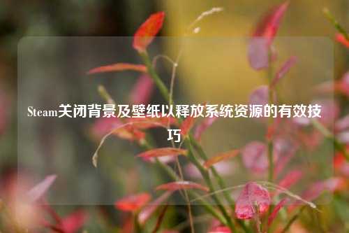 Steam关闭背景及壁纸以释放系统资源的有效技巧