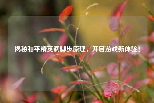 揭秘和平精英调脚步原理,开启游戏新体验!