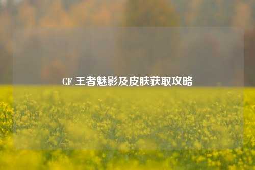 CF 王者魅影及皮肤获取攻略