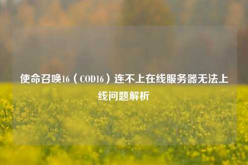 使命召唤16(COD16)连不上在线服务器无法上线问题解析