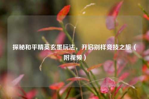 探秘和平精英玄墨玩法,开启别样竞技之旅(附视频)