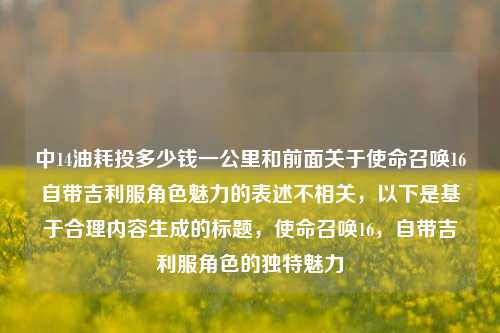 中14油耗投多少钱一公里和前面关于使命召唤16自带吉利服角色魅力的表述不相关，以下是基于合理内容生成的标题，使命召唤16，自带吉利服角色的独特魅力