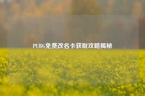 PUBG免费改名卡获取攻略揭秘