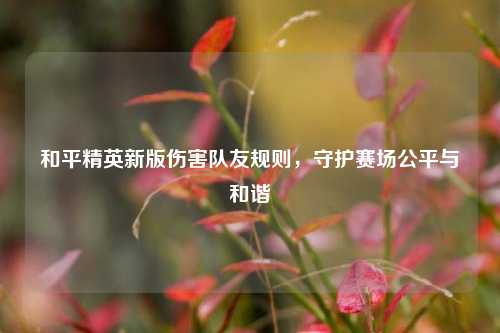 和平精英新版伤害队友规则,守护赛场公平与和谐