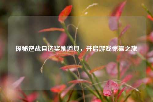 探秘逆战自选奖励道具，开启游戏惊喜之旅