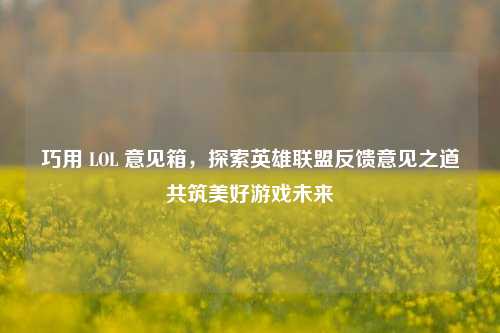 巧用 LOL 意见箱,探索英雄联盟反馈意见之道共筑美好游戏未来