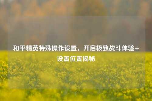 和平精英特殊操作设置,开启极致战斗体验+设置位置揭秘