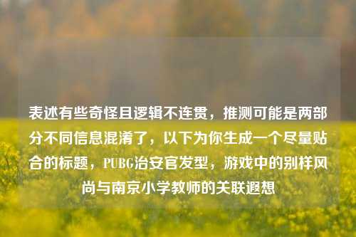 表述有些奇怪且逻辑不连贯,推测可能是两部分不同信息混淆了,以下为你生成一个尽量贴合的标题,PUBG治安官发型,游戏中的别样风尚与南京小学教师的关联遐想