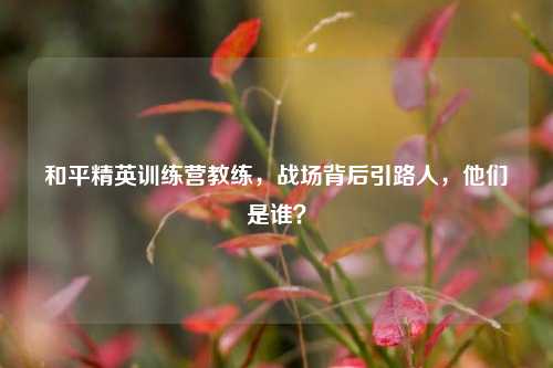 和平精英训练营教练,战场背后引路人,他们是谁?