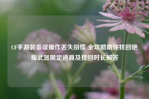 CF手游装备误操作丢失别慌 全攻略助你找回绝版武器限定道具及找回时长解答