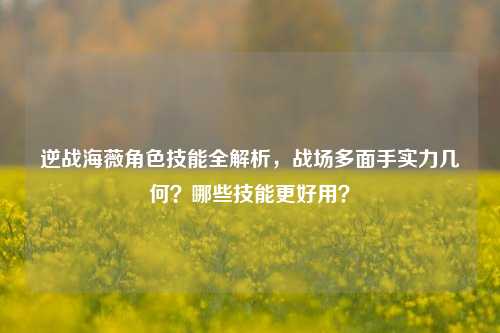 逆战海薇角色技能全解析,战场多面手实力几何?哪些技能更好用?