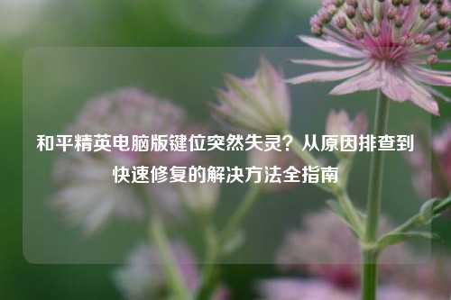和平精英电脑版键位突然失灵?从原因排查到快速修复的解决方法全指南