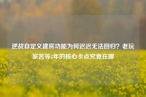 逆战自定义建房功能为何迟迟无法回归？老玩家苦等3年的核心卡点究竟在哪