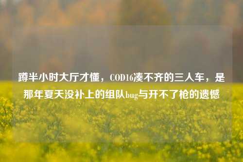 蹲半小时大厅才懂，COD16凑不齐的三人车，是那年夏天没补上的组队bug与开不了枪的遗憾