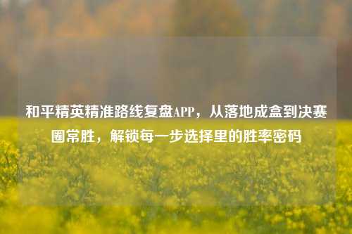 和平精英精准路线复盘APP,从落地成盒到决赛圈常胜,解锁每一步选择里的胜率密码