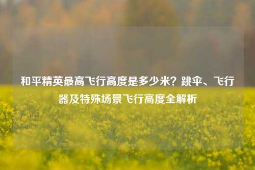 和平精英最高飞行高度是多少米?跳伞、飞行器及特殊场景飞行高度全解析