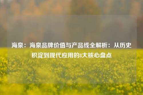 海泉：海泉品牌价值与产品线全解析：从历史积淀到现代应用的8大核心盘点