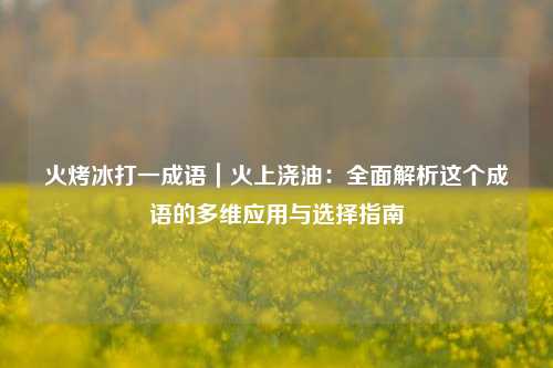 火烤冰打一成语|火上浇油:全面解析这个成语的多维应用与选择指南
