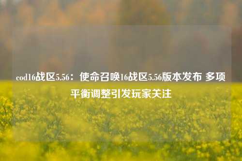 cod16战区5.56:使命召唤16战区5.56版本发布 多项平衡调整引发玩家关注