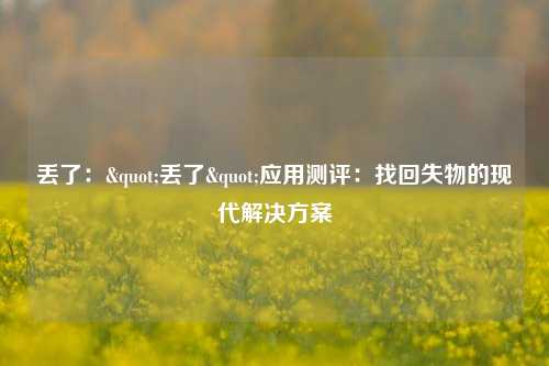 丢了:"丢了"应用测评:找回失物的现代解决方案