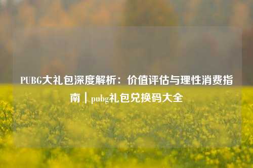 PUBG大礼包深度解析：价值评估与理性消费指南｜pubg礼包兑换码大全