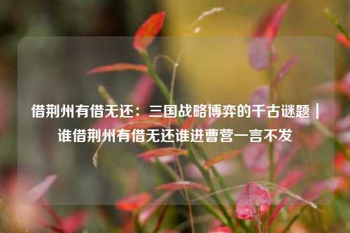 借荆州有借无还:三国战略博弈的千古谜题|谁借荆州有借无还谁进曹营一言不发