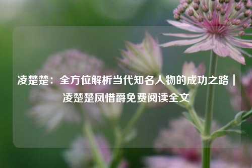 凌楚楚:全方位解析当代知名人物的成功之路|凌楚楚凤惜爵免费阅读全文