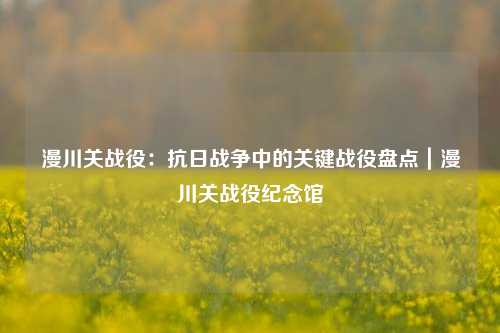 漫川关战役:抗日战争中的关键战役盘点|漫川关战役纪念馆