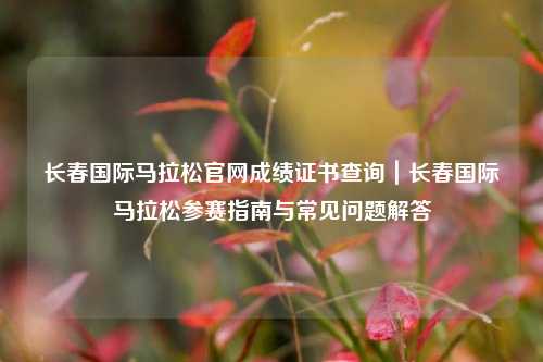 长春国际马拉松官网成绩证书查询|长春国际马拉松参赛指南与常见问题解答