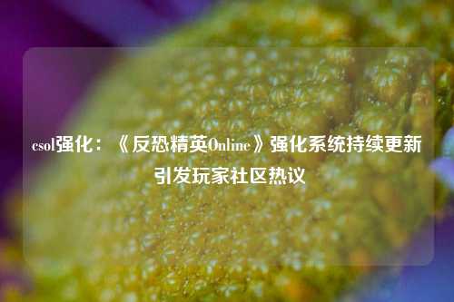csol强化:《反恐精英Online》强化系统持续更新 引发玩家社区热议